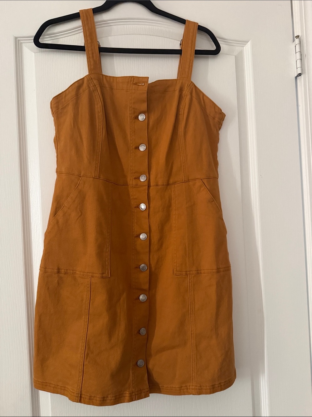 Thread & Supply Mustard Button-Front Mini Dress